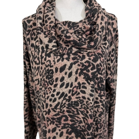 Soft Surroundings Large Felina Animal Print Tunic Sweater Cowl New - Picture 2 of 9